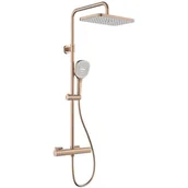 Zestawy prysznicowe - Zestaw prysznicowy natynkowy KFA ARMATURA Malaga 5756-910-34 z deszczownicą Szczotkowane różowe złoto - miniaturka - grafika 1