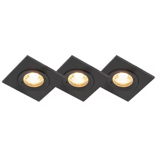 QAZQA Zestaw 3 łazienkowych opraw typu downlight w kolorze czarnym IP44 - Xena Square - Oprawy, klosze i abażury - miniaturka - grafika 1