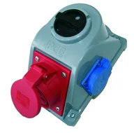 Gniazdka elektryczne - PCE POLSKA Gniazdo z wyłacznikiem COMBO-POL 16A 3P+Z 400V IP44 wył. 0-1 + gniazdo 230V - miniaturka - grafika 1