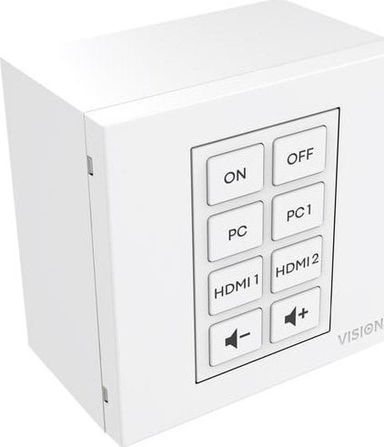 Vision VISION Techconnect Faceplate Steuermodul - LEBENSLANGE GARANTIE - 8 Tasten - lernt Infrarot-Fernbedienungscodes von anderen Fernbedienungen - unterstutzt RS-232, 12V-Ausloser, Planung - mehrere Befehle pro Taste - Doppelraummodul - 1-fach britisch