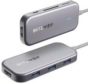 Adaptery i przejściówki - BLITZWOLF Adapter 7w1 Blitzwolf BW-TH5 Hub USB-C do 3xUSB 3.0, HDMI, USB-C PD, SD, microSD BLZ155 - miniaturka - grafika 1