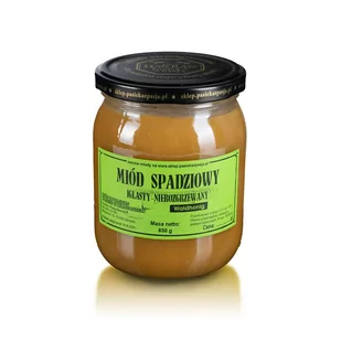 MIÓD SPADZIOWY IGLASTY 650g, surowy, nierozgrzewany, 100 lat tradycji, zdrowy - Miód - miniaturka - grafika 1