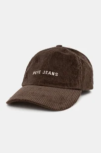 Pepe Jeans czapka z daszkiem sztruksowa WYN kolor brązowy gładka PM040553 - Czapki damskie - miniaturka - grafika 1