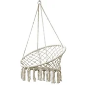 Fotele ogrodowe wiszące - SASKA GARDEN Hamak ażurowy fotel wiszący 80x60cm ecru victoriasport-1018027-0 - miniaturka - grafika 1