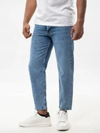 Spodnie męskie - SPODNIE JEANSOWE Carrot MĘSKIE Sprane Niebieskie PROSTE Jigga Wear HAFT XXL - miniaturka - grafika 1