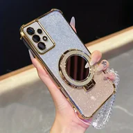 Etui i futerały do telefonów - TEMU Etui na telefon: Luksusowe, Powlekane, Wzmocnione w Czterech Rogach, Brokatowe Etui na Kartę, Kompatybilne z for Galaxy A52s 5G, Lustrzany - miniaturka - grafika 1