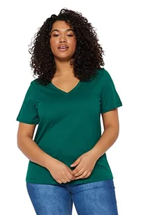 Trendyol Damska koszulka plus size regularna podstawowa z kwadratowym kołnierzem z dzianiny plus size, Szmaragd, 4XL Duże Rozmiary - Koszulki i topy damskie - miniaturka - grafika 1