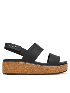 Crocs Sandały Brooklyn Cork Low Wedge 211144 Czarny - Sandały damskie - miniaturka - grafika 1