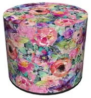 Ławki do przedpokoju - Okrągła tapicerowana wielobarwna pufa w kwiaty H0-F84 - miniaturka - grafika 1