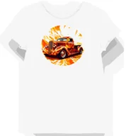 Koszulki i topy damskie - Koszulka damska biała z motywem klasycznego pomarańczowego samochodu XL - miniaturka - grafika 1