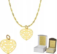 Biżuteria dla dzieci - Złoty łańcuszek pr. 585 zawieszka SERCE 45 cm DEDYKACJA SZ1MZ5 - miniaturka - grafika 1