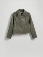 Kurtki damskie - Reserved - Ramoneska z imitacji zamszu - zielony - miniaturka - grafika 1