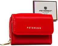 Portfele - Mały portfel damski z ochroną RFID skóra ekologiczna portmonetka na suwak Peterson, czerwony - miniaturka - grafika 1