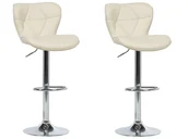 Taborety i hokery - Beliani Zestaw 2 hokerów barowych regulowanych ekoskóra beżowy VALETTA - miniaturka - grafika 1