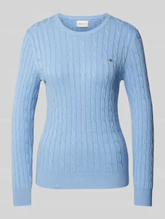 Sweter z dzianiny z wyhaftowanym logo - Swetry damskie - miniaturka - grafika 1