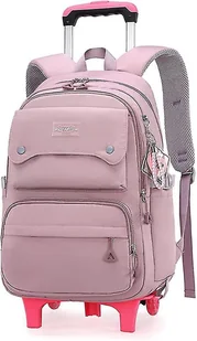 Jednolity kolor Dziewczęcy plecak na kółkach Tornister szkolny Wózek dla uczniów szkoły podstawowej Daypack Outdoor Travel Bag Fioletowy 6 Wheels - Plecaki szkolne i tornistry - miniaturka - grafika 1