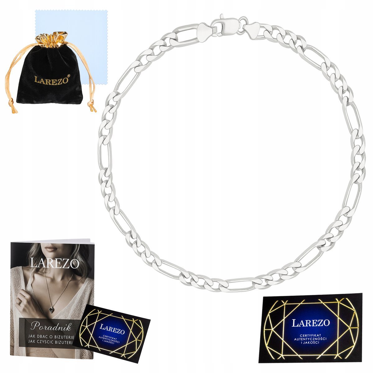 Bransoletka Srebrna Męska Figaro Pełna Mocna Gruba Kuta 21cm Włoska 2,2mm