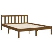 Łóżka - Rama łóżka z wezgłowiem, miodowy brąz, 120x200 cm, lite drewno Lumarko! - miniaturka - grafika 1