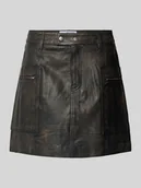 Spódnice - Spódnica skórzana z kieszeniami zapinanymi na zamek błyskawiczny model ‘NANA’ - miniaturka - grafika 1