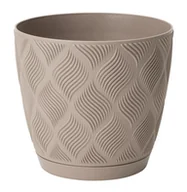 Donice - Doniczka Flow petit ECO recycled z podstawką 15 taupe - miniaturka - grafika 1