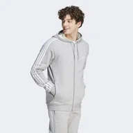 Odzież trekkingowa damska - Bluza z kapturem Essentials Fleece 3-Stripes Full-Zip - miniaturka - grafika 1