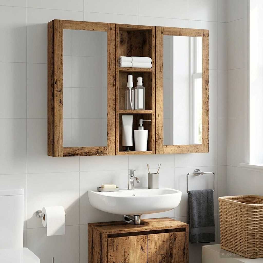 vidaXL vidaXL Szafka ścienna łazienkowa Stare drewno 20 x 10 x 60,5 cm