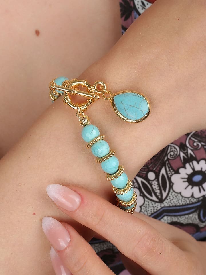 Pierres delicates Pozłacana bransoletka z turkusami