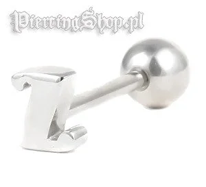 KOLCZYK DO JęZYKA LITERA Z grubość 1,6mm średnica kulki 6mm (BLSC31Z)-dł. pręta 14mm - Kolczyki - miniaturka - grafika 1