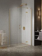 Kabiny prysznicowe - Kabina prysznicowa uchylna prawa kolor złoty szczotkowany 120x80 cm K-4455 New Trendy Nesta Gold Brushed - miniaturka - grafika 1