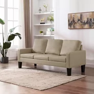 Sofy i kanapy - vidaXL 3-osobowa sofa, cappuccino, sztuczna skóra - miniaturka - grafika 1