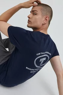 Koszulki męskie - Tom Tailor t-shirt bawełniany kolor granatowy gładki - grafika 1