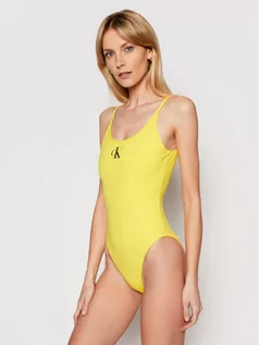 Stroje kąpielowe - Calvin Klein Swimwear Strój kąpielowy Scoop Back KW0KW01341 Żółty - grafika 1
