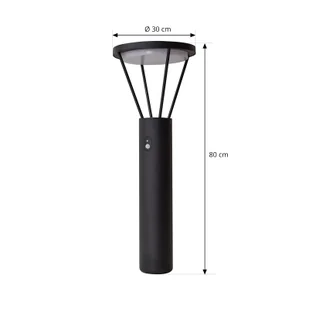 Lucande Lampa solarna LED Elario, czarna, aluminium, CCT, czujnik - Lampy ogrodowe - miniaturka - grafika 1