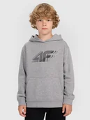 Bluzy dla chłopców - 4F Bluza dresowa nierozpinana z kapturem chłopięca - szara 122 (6-7 lat) - miniaturka - grafika 1