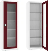 Meble i wyposażenie gabinetów medycznych - NSML.101.9010.3005 szafa lekarska 1-skrzydłowa 1-komorowa biało-bordowa - miniaturka - grafika 1