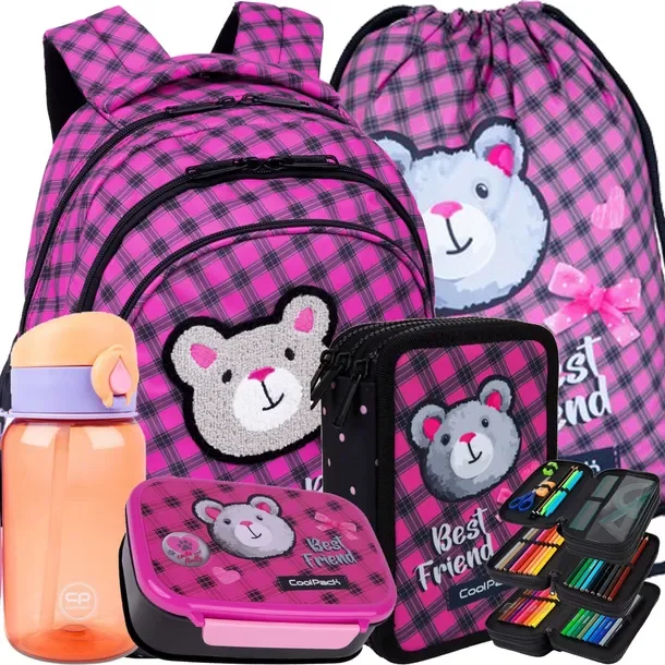 Coolpack Plecak Szkolny Młodzieżowy Piórnik Worek Zestaw 5 Elementów Miś