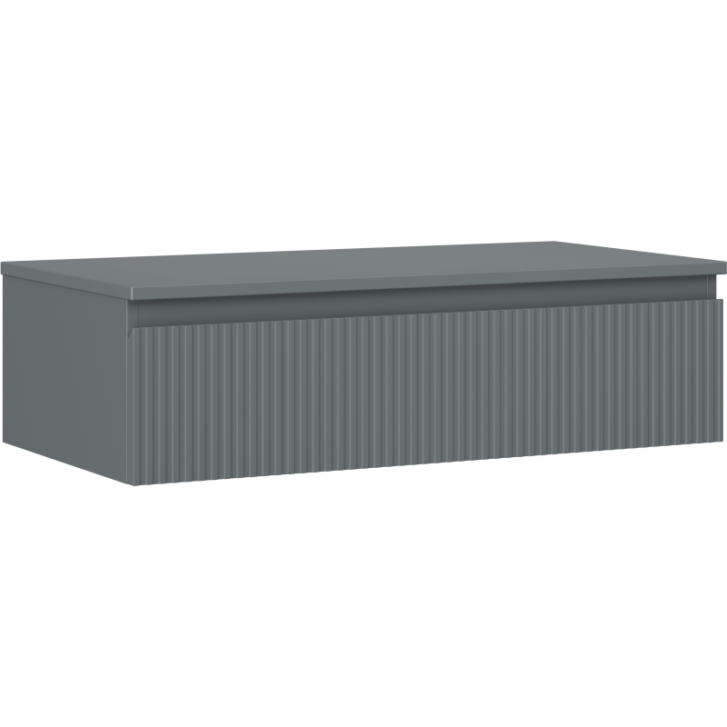 Mexen Rivel szafka łazienkowa podumywalkowa 90 cm z blatem, 1 szuflada, ryflowana , grafit mat - 91A20-09023-1-BFC66