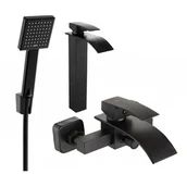 Baterie umywalkowe - Mexen Aries R45 zestaw wannowy, czarny - miniaturka - grafika 1