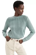 Swetry damskie - DeFacto Sweter normalny krój dla kobiet - sweter z golfem dla topów damski (miętowy, S), miętowy, S - miniaturka - grafika 1