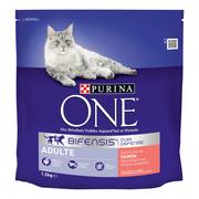 Sucha karma dla kotów - PURINA ONE Adult Łosoś, pełnoziarniste płatki zbożowe dla kotów - 4 x 1,5 kg - miniaturka - grafika 1