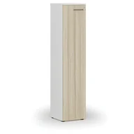 Szafy biurowe - Szafa biurowa wąska PRIMO WHITE, 1781 x 400 x 420 mm, biały/dąb naturalny - miniaturka - grafika 1