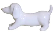 Skarbonki - SKARBONKA CERAMICZNA JAMNIK BIAŁY ZE ZŁOTYM NOSKIEM MAŁY - miniaturka - grafika 1