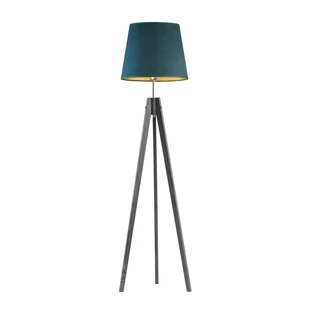 Nowoczesna lampa stojąca z trójnożną podstawą ARUBA VELUR - kolor abażura: zieleń butelkowa ze złotym wnętrzem - Lampy stojące - miniaturka - grafika 1