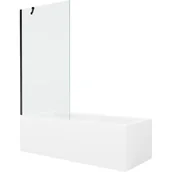 Wanny - Mexen Cubik wanna prostokątna 170 x 70 cm z obudową i parawanem 1-skrzydłowym 90 cm, transparent, czarny - miniaturka - grafika 1
