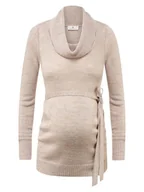 Swetry damskie - Damski sweter ciążowy z golfem beżowy Bellybutton Maternity, r.L - miniaturka - grafika 1