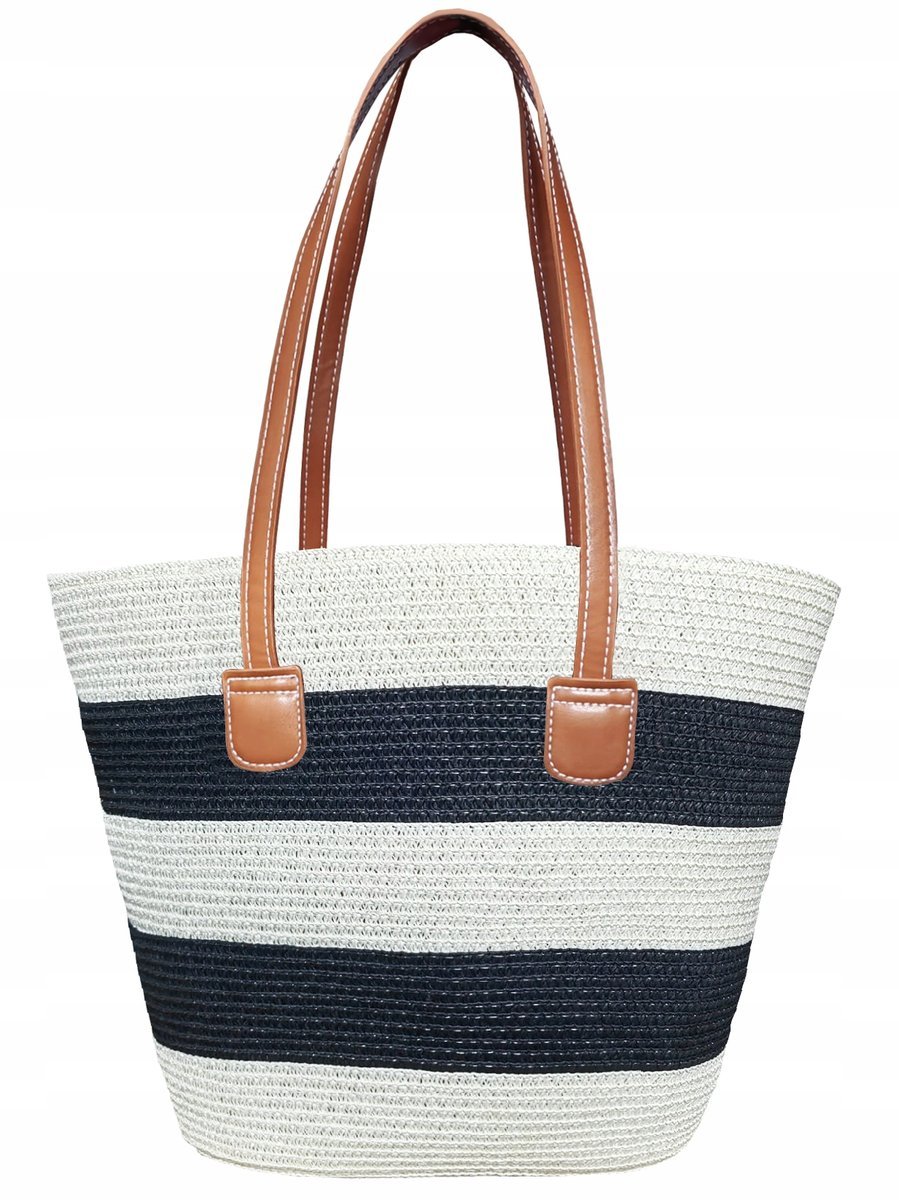 TORBA PLAŻOWA BOHO SŁOMIANA MIEJSKA SHOPPERKA NA PLAŻĘ NA ZAKUPY DUŻA
