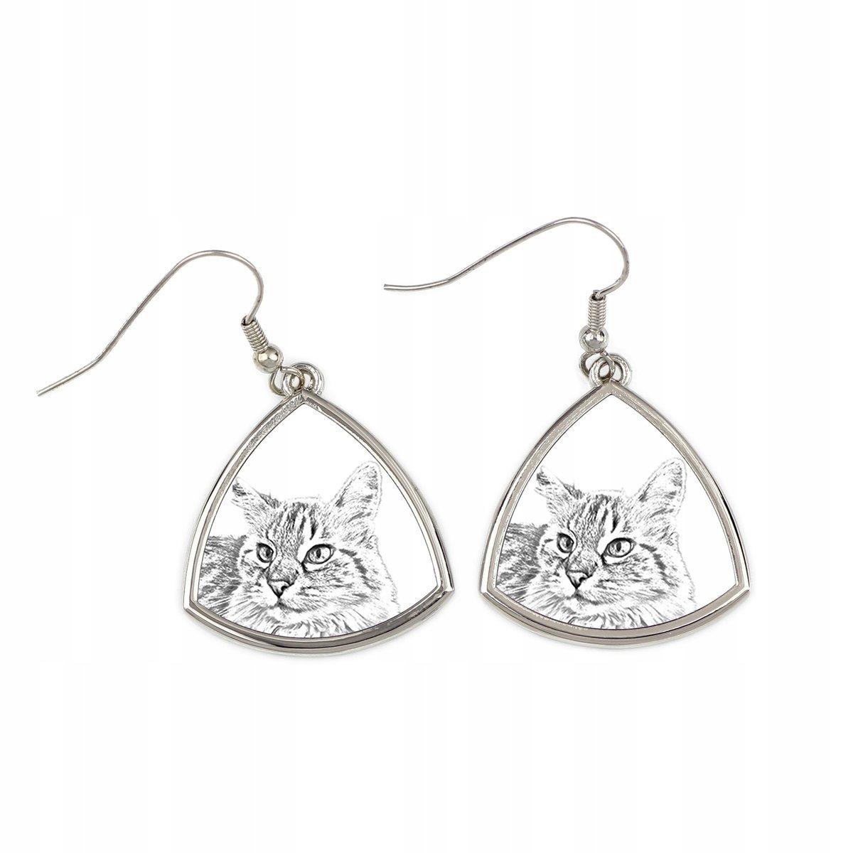 Balijski - kolczyki z kotem, wiszące kolczyki ze zdjęciem, personalizowana