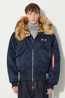 Kurtki męskie - Alpha Industries kurtka 45P Hooded Custom męska kolor granatowy zimowa oversize 113145.07 - miniaturka - grafika 1