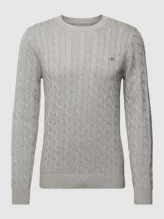Swetry męskie - Sweter z dzianiny z wzorem warkocza - grafika 1