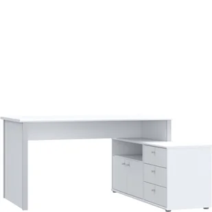 Białe Biurko Narożne z Komodą TEMPRA2 T2KB231L-C734 Lewe Forte Biały, Szary - Biurka - miniaturka - grafika 1